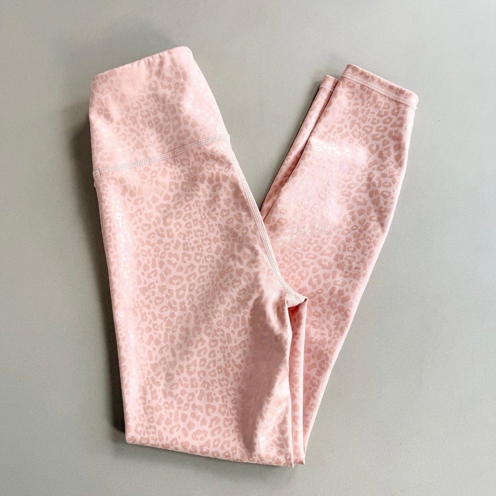 IVL Collective Pink Leopard Print Iridescent Leggings Size 4 High Rise Athletic - Picture 2 of 12